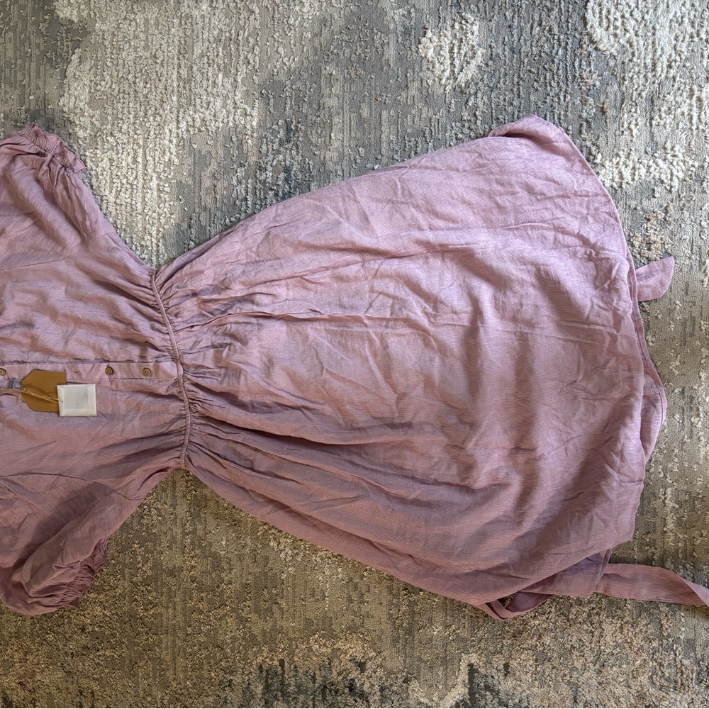 Kori Pink Midi Dress with Tie Front and Peter Pan Collar